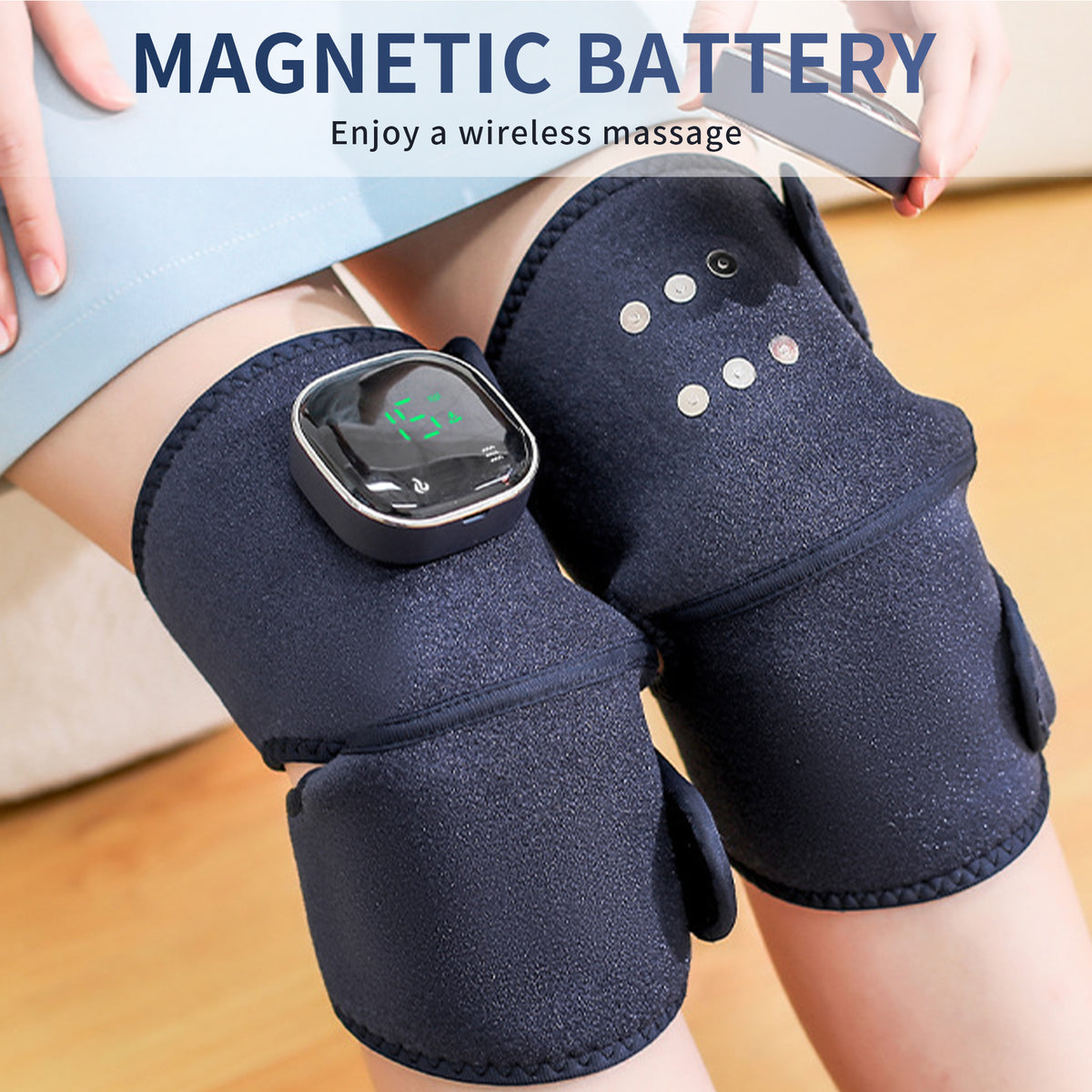 Heating Knee Massager, Brochao 3-in-1 Knee Shoulder Elbow Cordless Massager with Heat and Vibration
