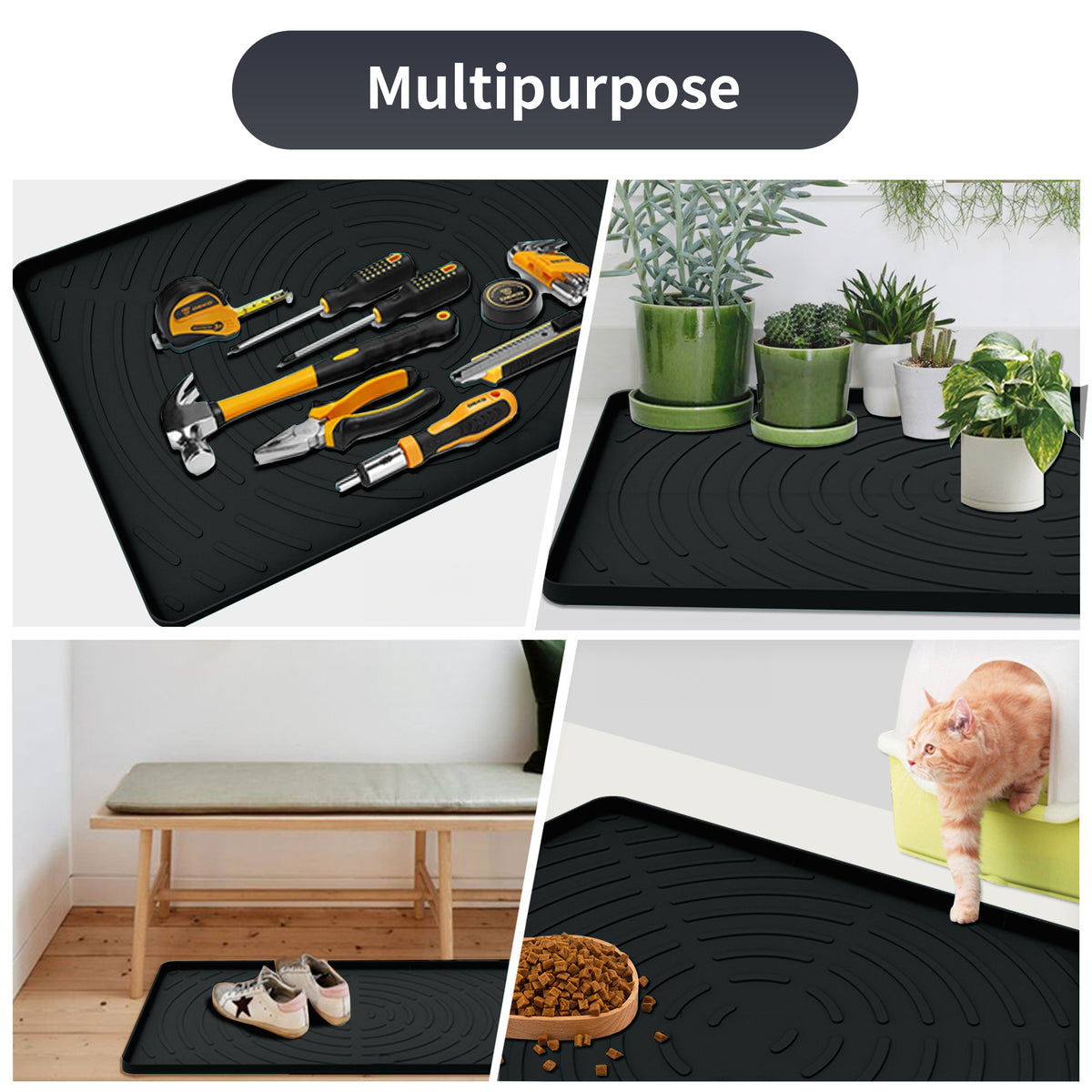Under Sink Mat for Kitchen Waterproof, 34" x 22" Oil Resistant & Easy to Clean, Gray