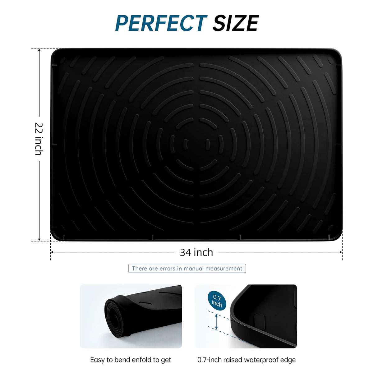 Under Sink Mat for Kitchen Waterproof, 34" x 22" Oil Resistant & Easy to Clean, Gray