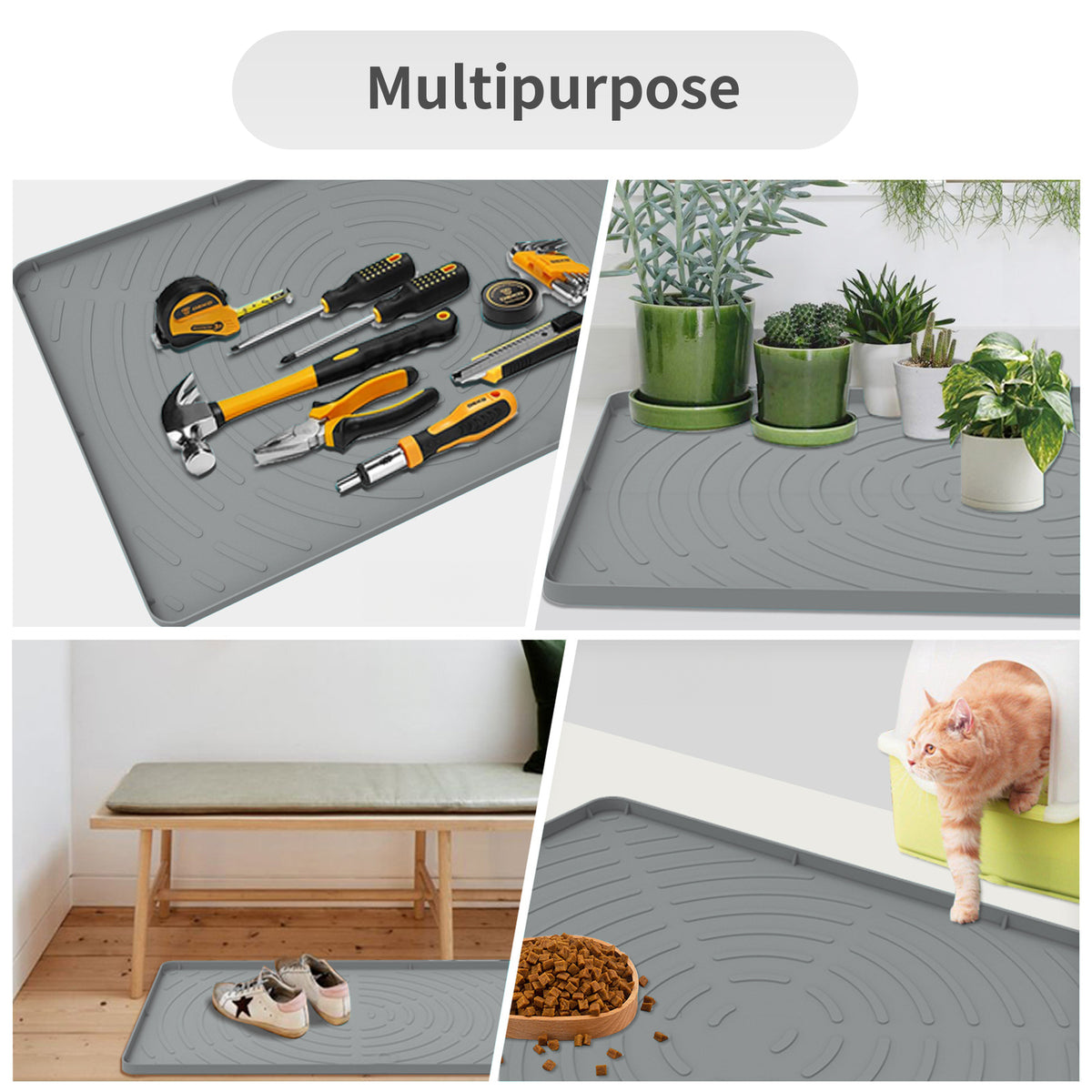 Under Sink Mat for Kitchen Waterproof, 34" x 22" Oil Resistant & Easy to Clean, Gray