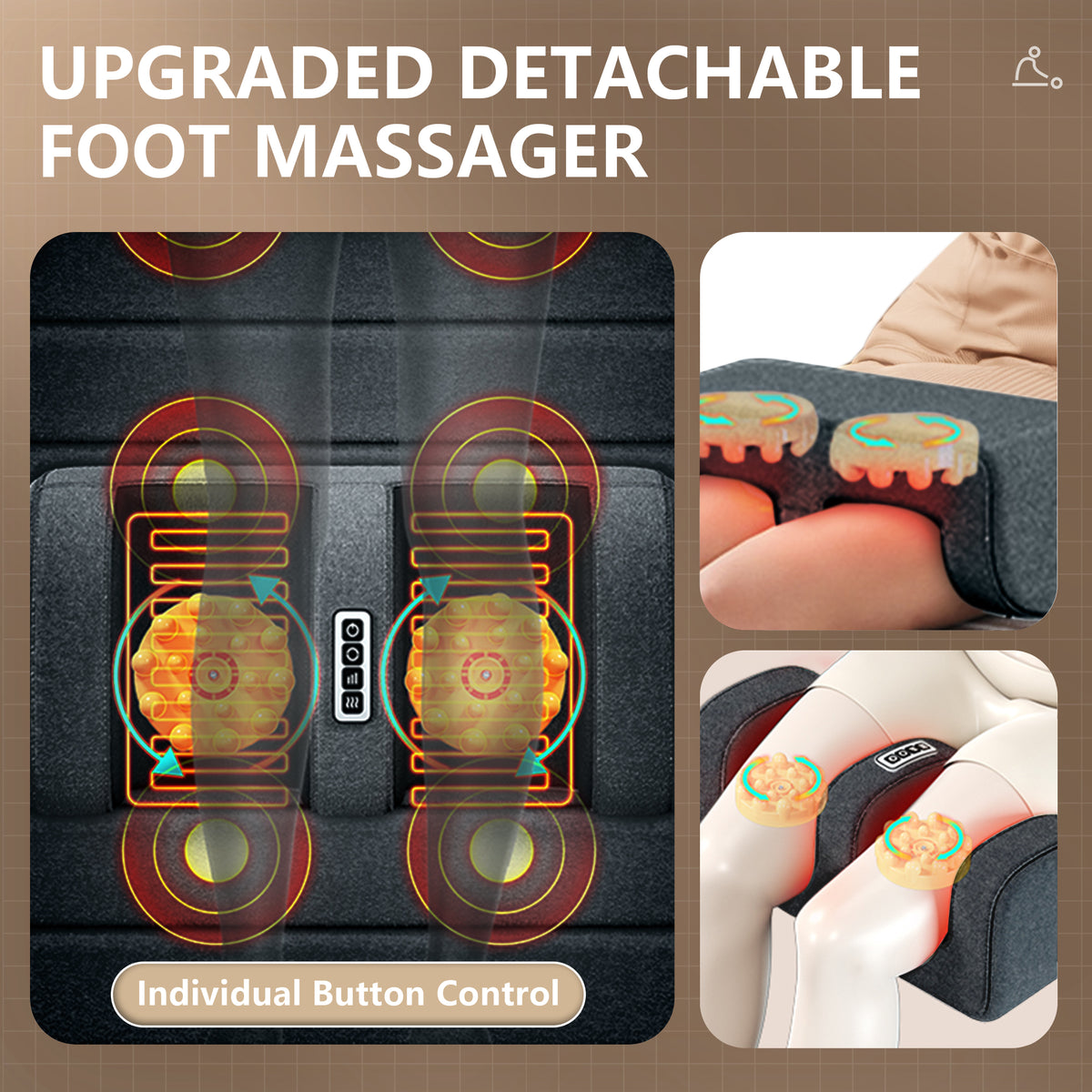 Brochao Full Body Massage Mat with Heat, Foot Massager, Whole Body Vibration Massage Chair Pad Cushion with Detachable Shiatsu Neck Massage Pillow