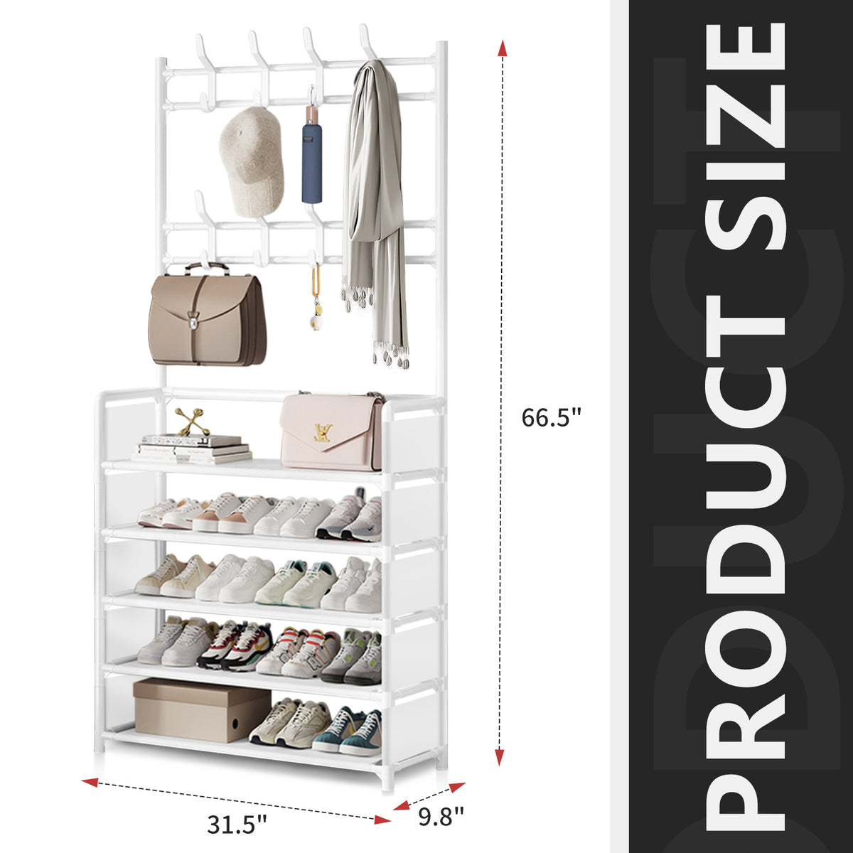 Brochao 5-Tier Dust-Proof Freestanding Shoe Rack, Black