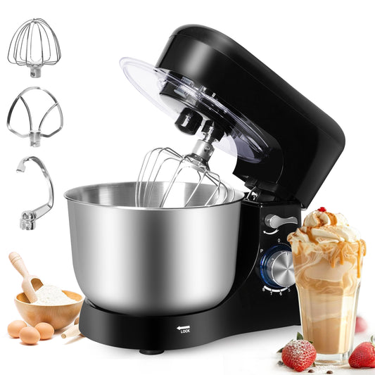 Brochao Stand Mixer, 5Qt 7-Speed with Dough Hook, Wire Whisk and Egg White Separator, Black