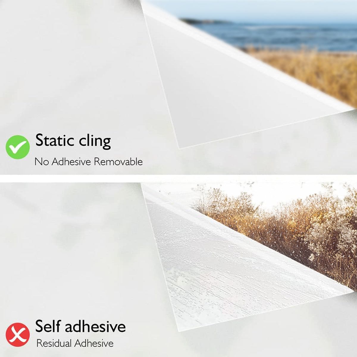 Brochao 17.7"x 78.7" Window Privacy Film, Frosted Glass Window Film, Static Cling Window Sticker, Non-Adhesive Window Clings for Home, Bathroom, Office