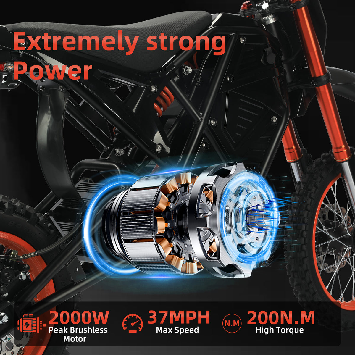 Brochao E Bikes 2500W/4000W Electric Dirt Bike for Teens & Adults - 37/40MPH Off-Road EBike, 60V 20.8AH Removable Battery