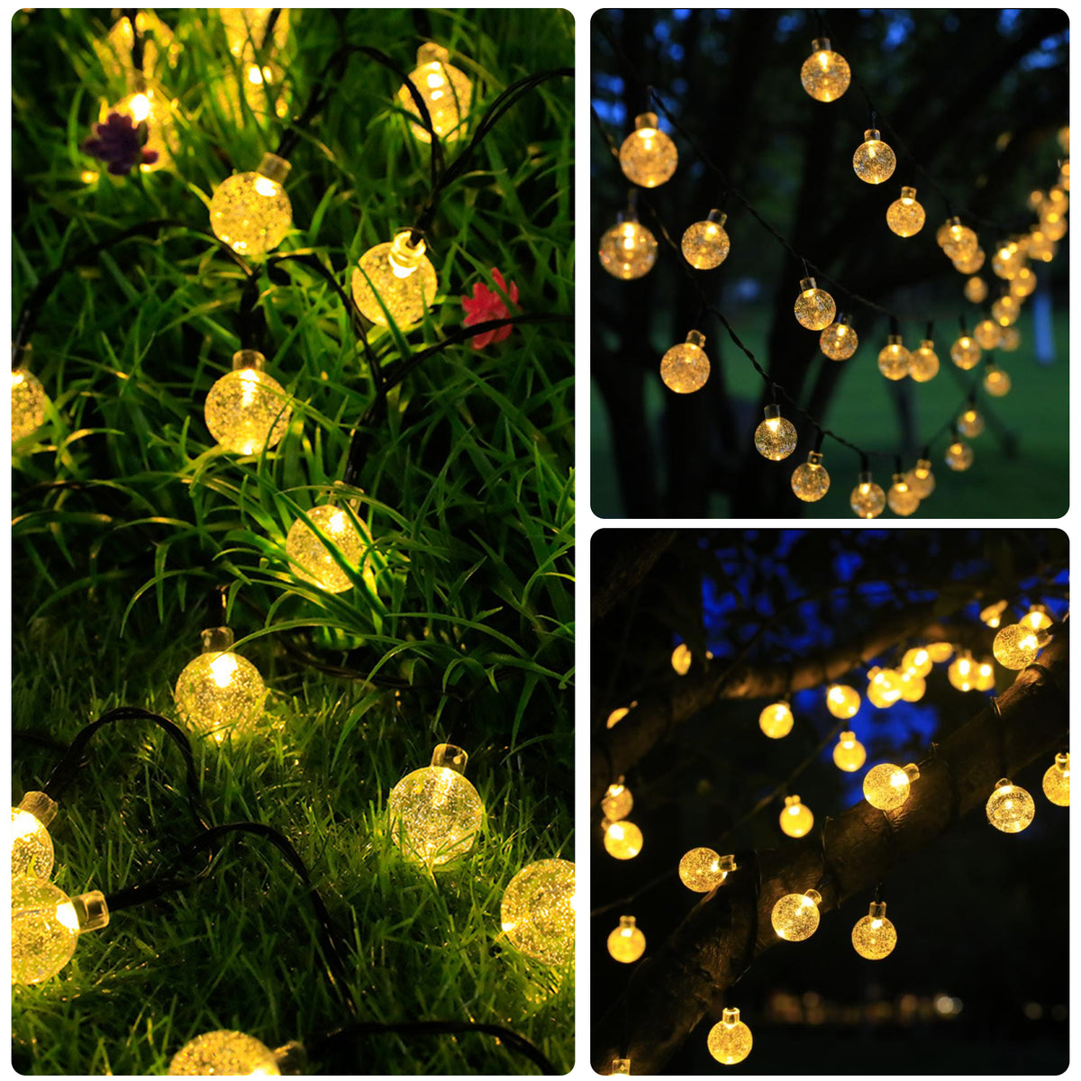 Brochao Solar String Lights Outdoor Waterproof Solar Power LED Patio Lights for Porch Garden Market Bistro, 50 Lights, 23 ft
