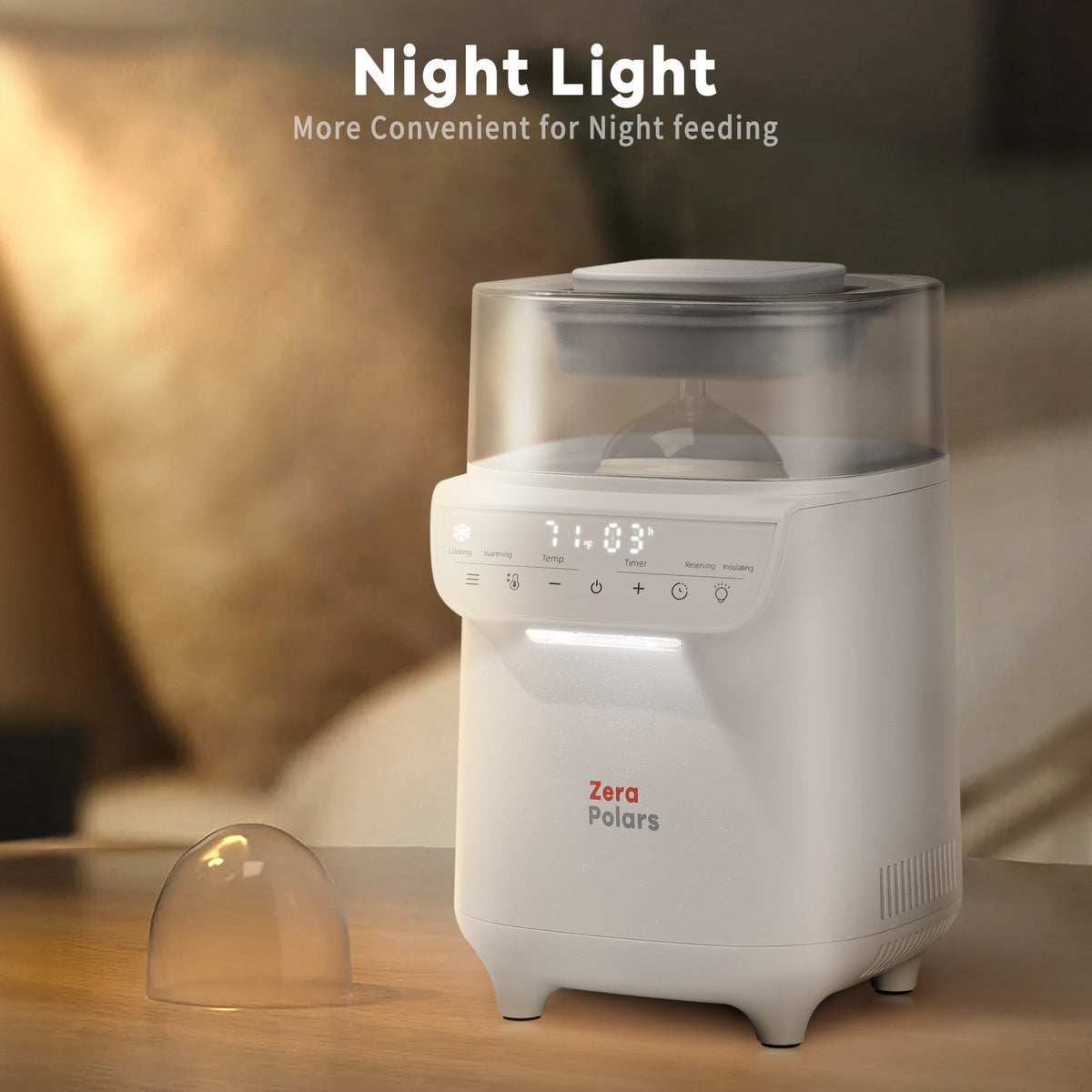 Baby Bottle Warmer, Zera Polars 6-in-1 Bottle Warmer for Breastmilk, Fast Baby Milk Warmer with Temperature Control, Refrigeration, Reserving and Timer, White