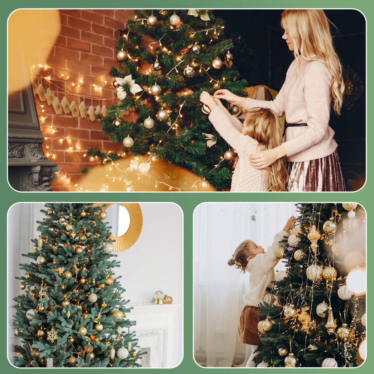 Christmas Tree, Brochao 7.9ft Pre-Lit Artificial Christmas Tree with 480 LED Lights 8 Modes and 1450 Branch Tips for Home Party Holiday Decoration