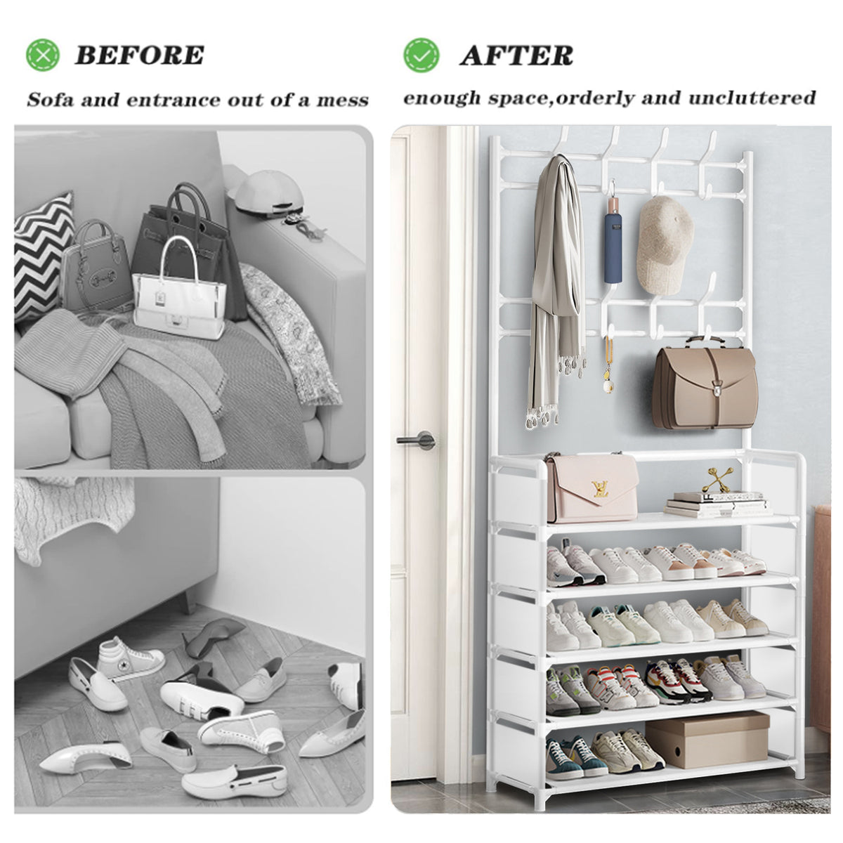 Brochao 5-Tier Dust-Proof Freestanding Shoe Rack, Black