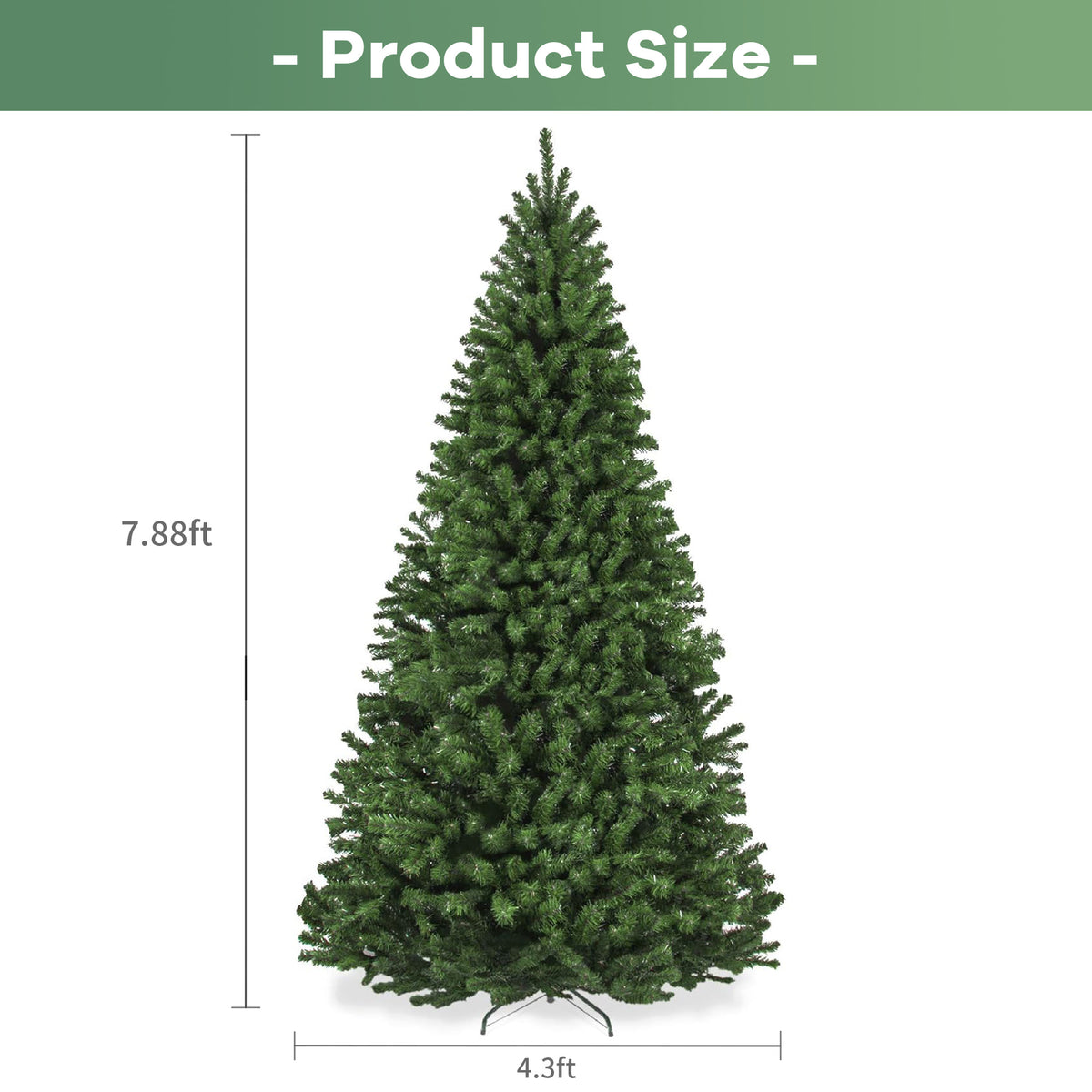 Christmas Tree, Brochao 7.9ft Pre-Lit Artificial Christmas Tree with 480 LED Lights 8 Modes and 1450 Branch Tips for Home Party Holiday Decoration