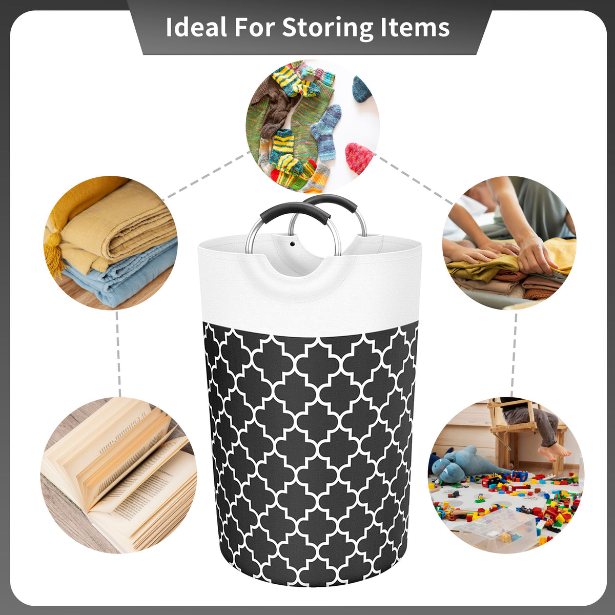 82L Collapsible Laundry Hamper,Oxford Fabric Waterproof Clothes Clover Storage Hamper
