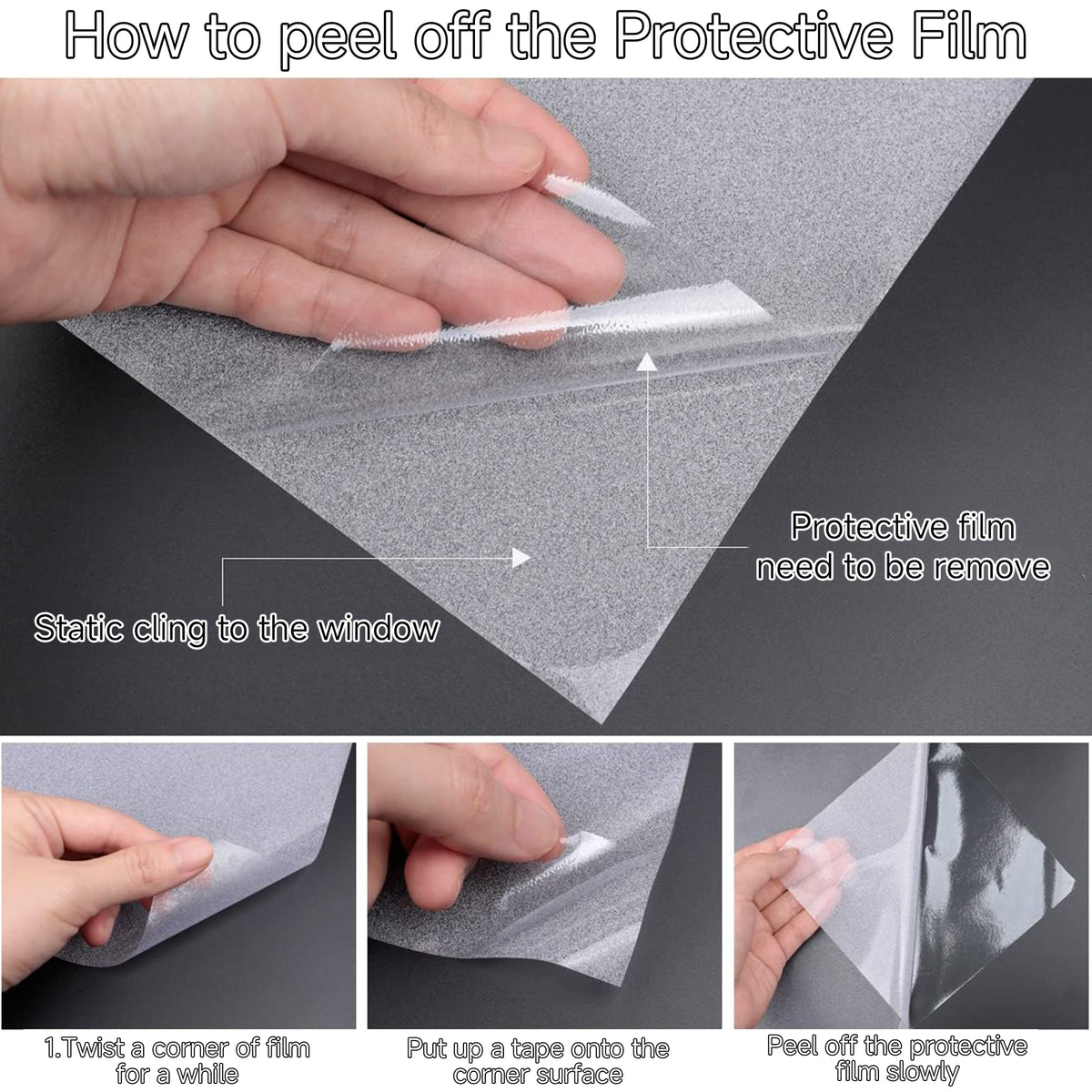 Brochao 17.7"x 78.7" Window Privacy Film, Frosted Glass Window Film, Static Cling Window Sticker, Non-Adhesive Window Clings for Home, Bathroom, Office