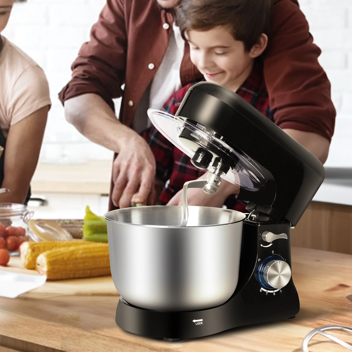 Brochao Stand Mixer, 5Qt 7-Speed with Dough Hook, Wire Whisk and Egg White Separator, Black