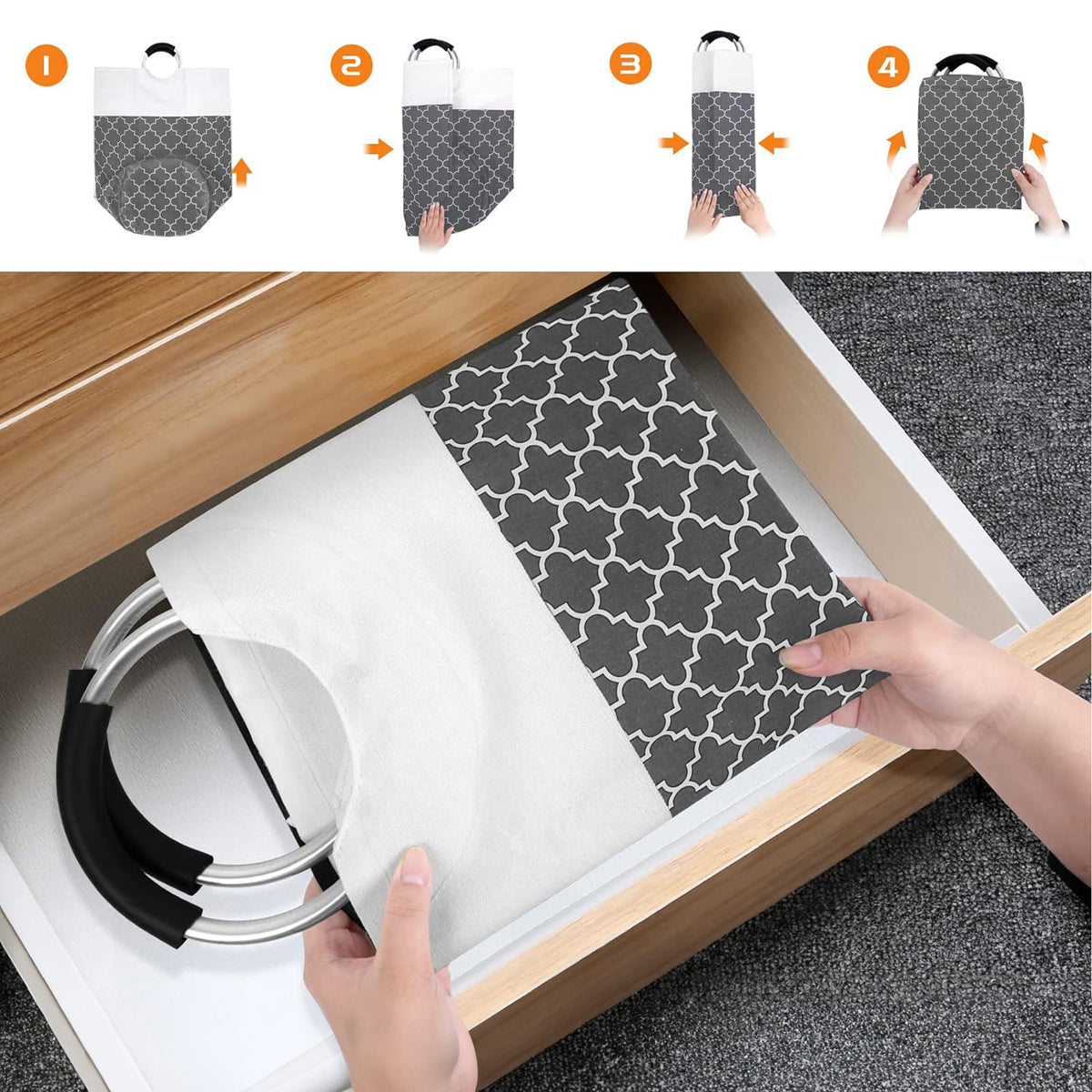 82L Collapsible Laundry Hamper,Oxford Fabric Waterproof Clothes Clover Storage Hamper