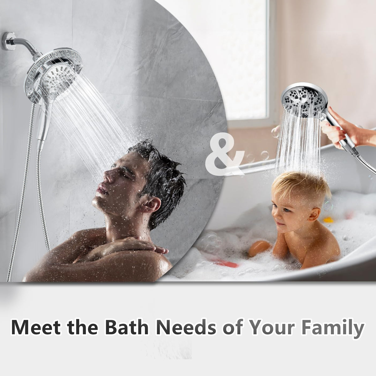High Pressure Shower Heads, Brochao 7.1Inch 2 in 1 Rainfall Shower head & Handheld Showers with Magnetic Docking System, 6 Function Handheld Shower Head