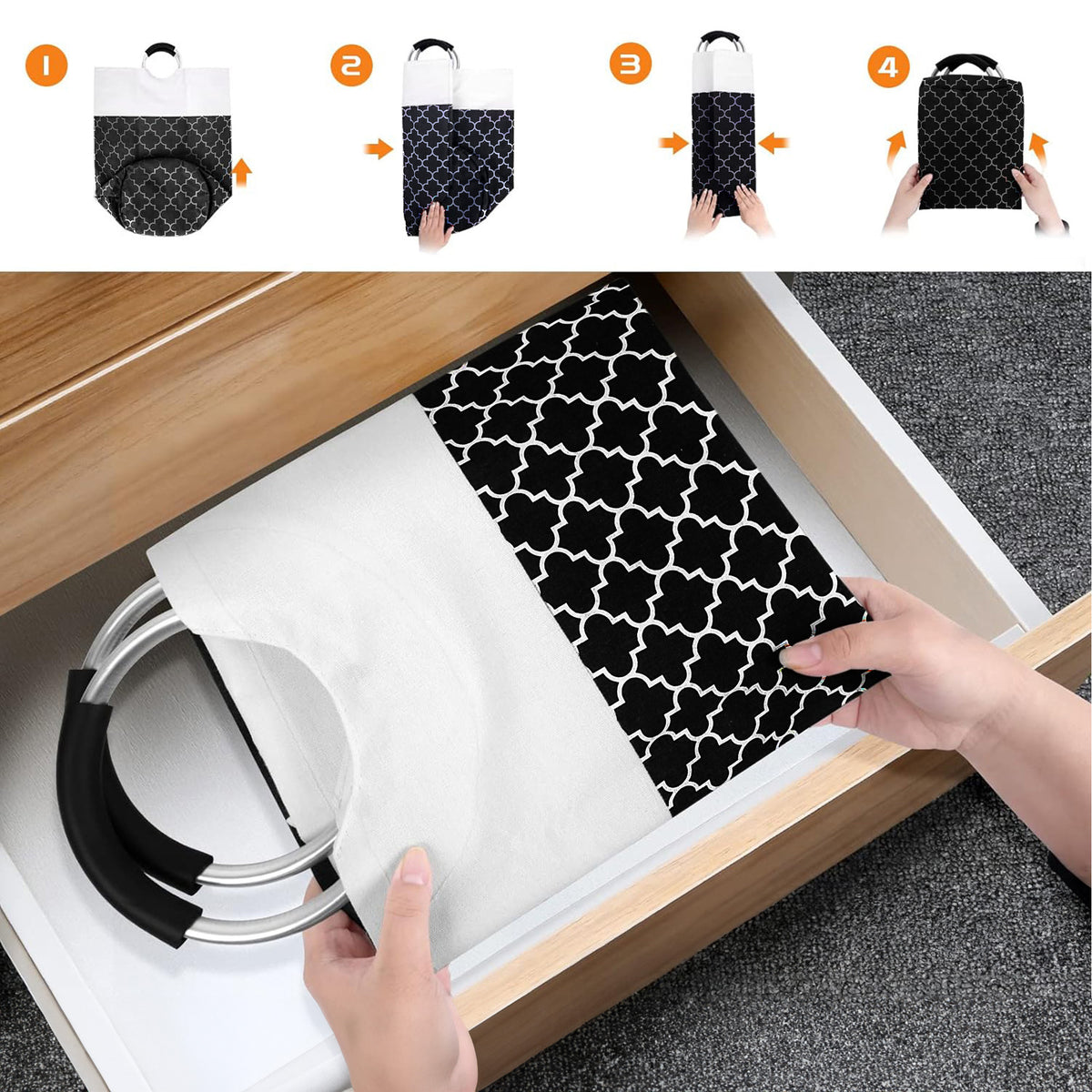 82L Collapsible Laundry Hamper,Oxford Fabric Waterproof Clothes Clover Storage Hamper