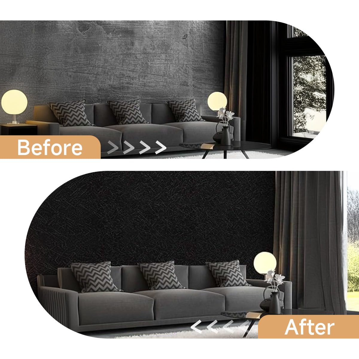 Brochao 17.7x118"Black Silk Peel and Stick Wallpaper Waterproof Embossed Self Adhesive Contact Paper Removable Cabinet Furniture Textured Wall Paper