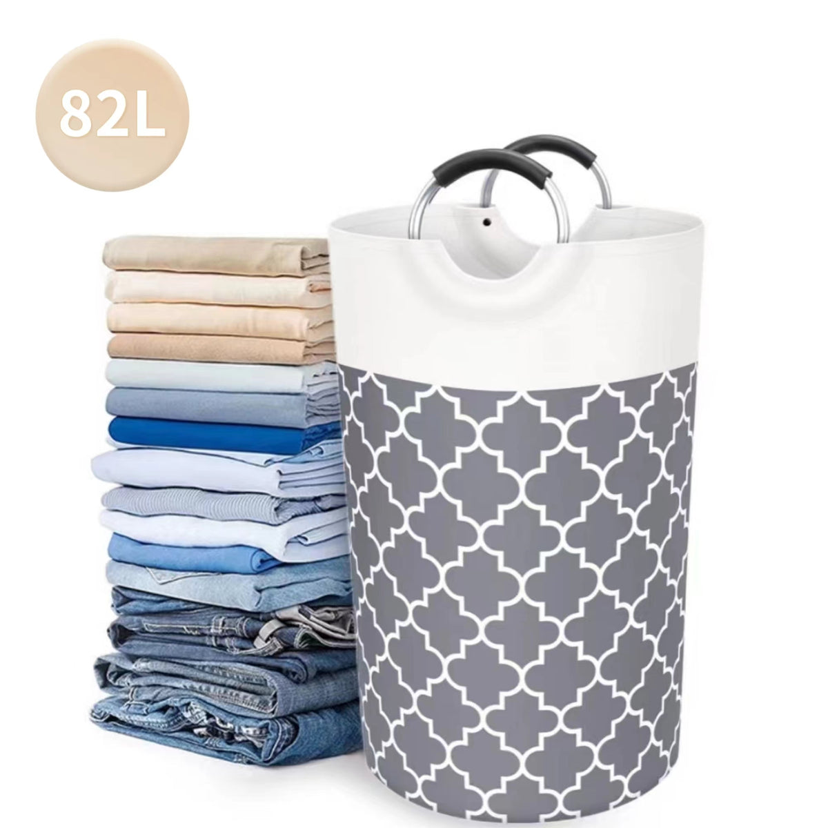 82L Collapsible Laundry Hamper,Oxford Fabric Waterproof Clothes Clover Storage Hamper