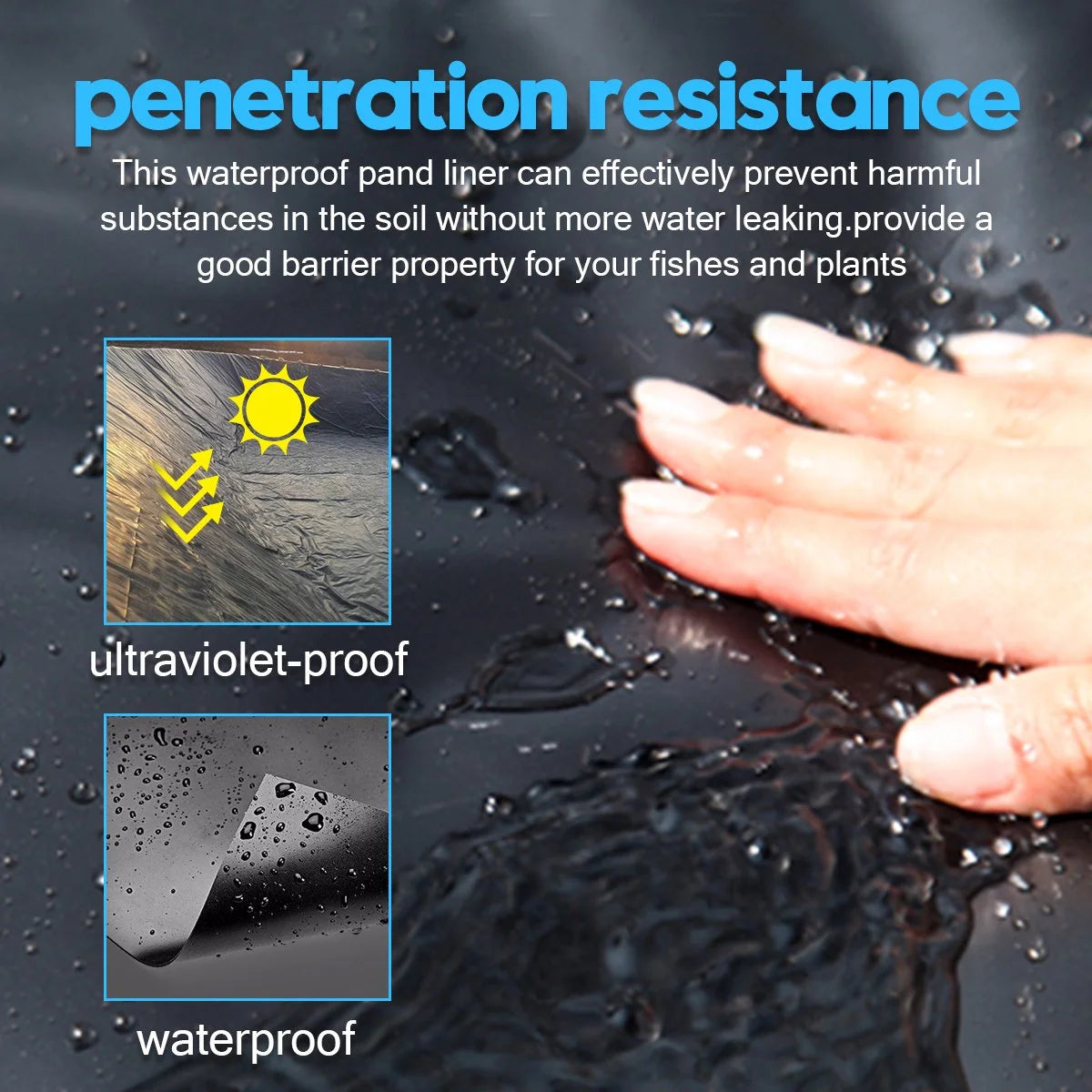 Pond Liner, Brochao HDPE Pond Skins,Fish Pond Liners PVC Membrane for Outdoor Gardens Patio Pool Water Fountain Waterfall Landscaping