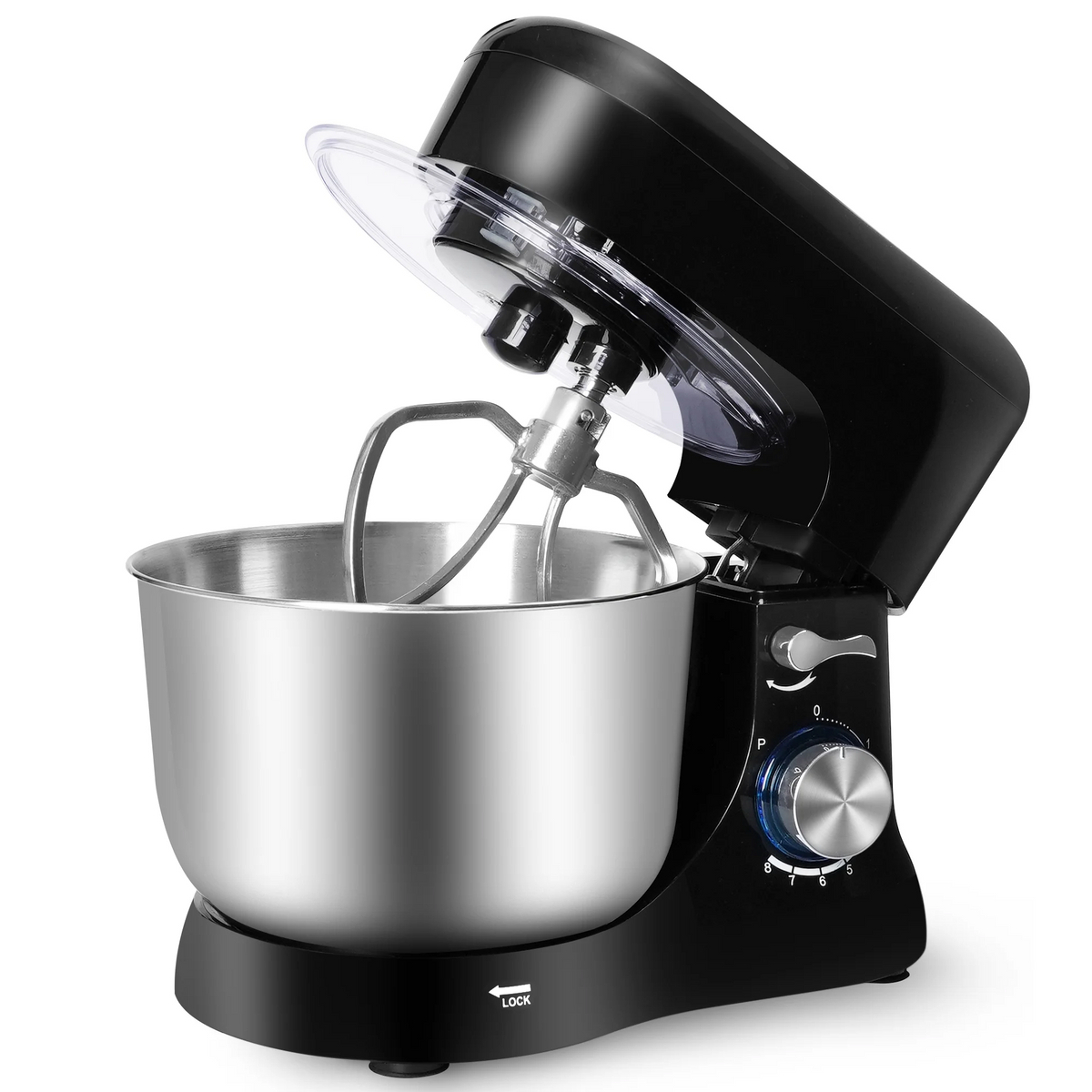 Brochao Stand Mixer, 5Qt 7-Speed with Dough Hook, Wire Whisk and Egg White Separator, Black
