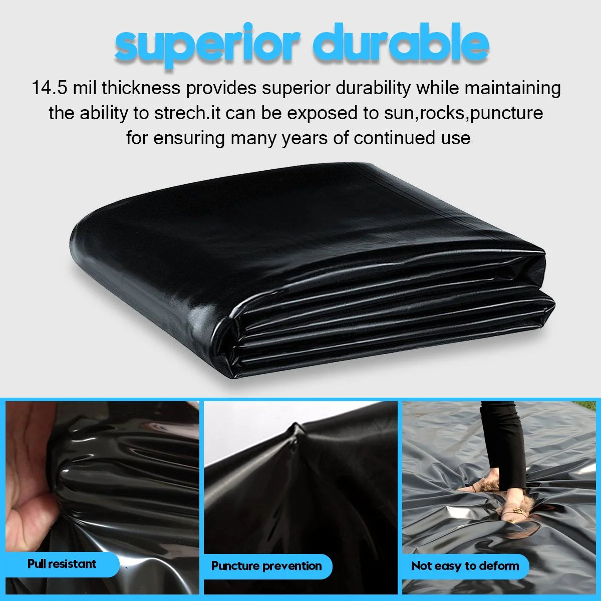 Pond Liner, Brochao HDPE Pond Skins,Fish Pond Liners PVC Membrane for Outdoor Gardens Patio Pool Water Fountain Waterfall Landscaping
