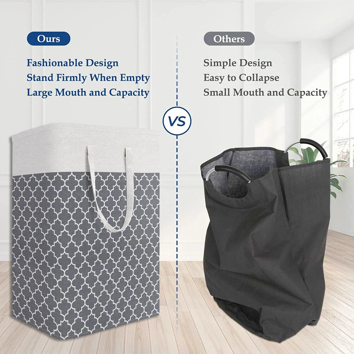 Collapsible Laundry Hamper 75 L, Waterproof Clothes Storage Hampers Oxford Cloth with Handles ,Clover