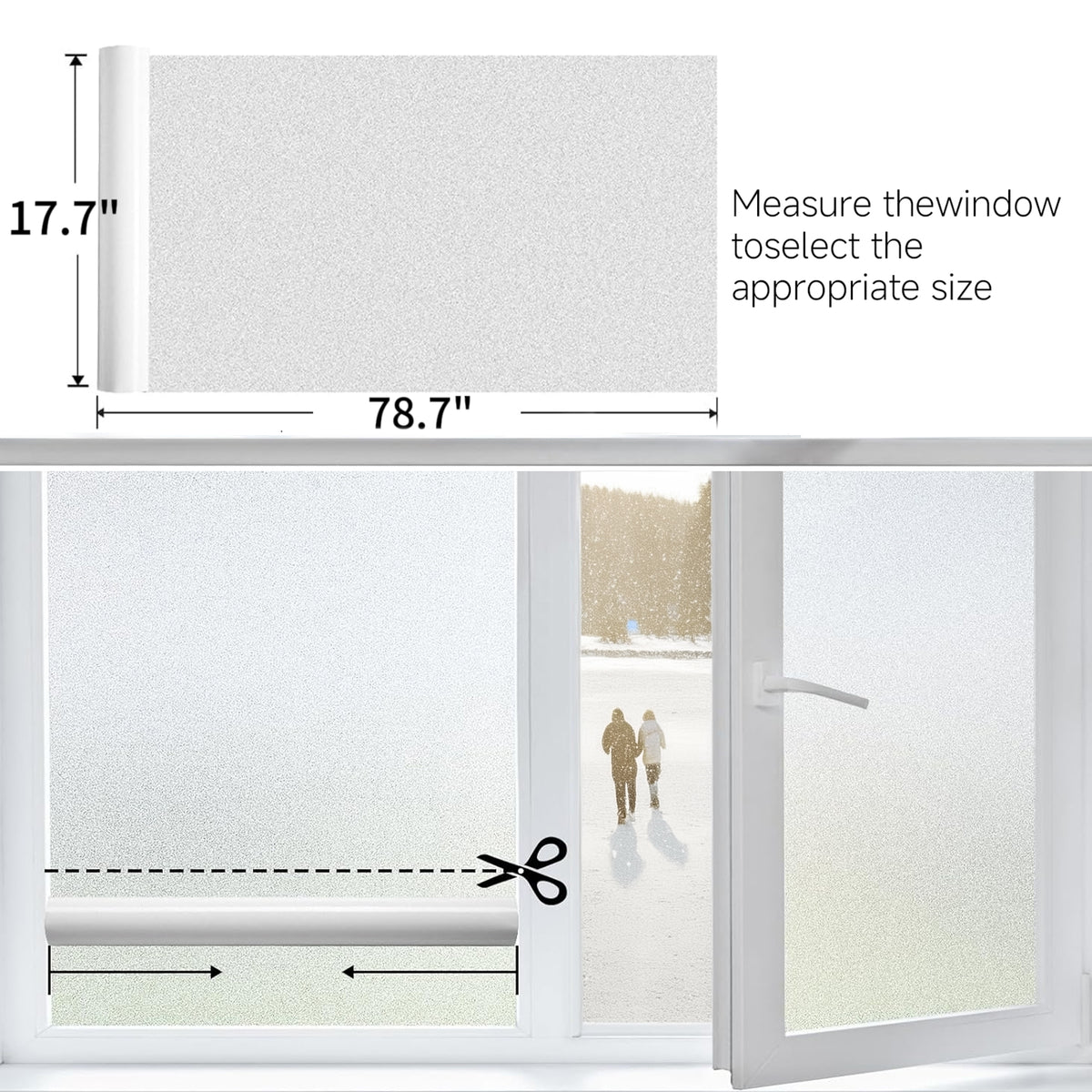 Brochao 17.7"x 78.7" Window Privacy Film, Frosted Glass Window Film, Static Cling Window Sticker, Non-Adhesive Window Clings for Home, Bathroom, Office
